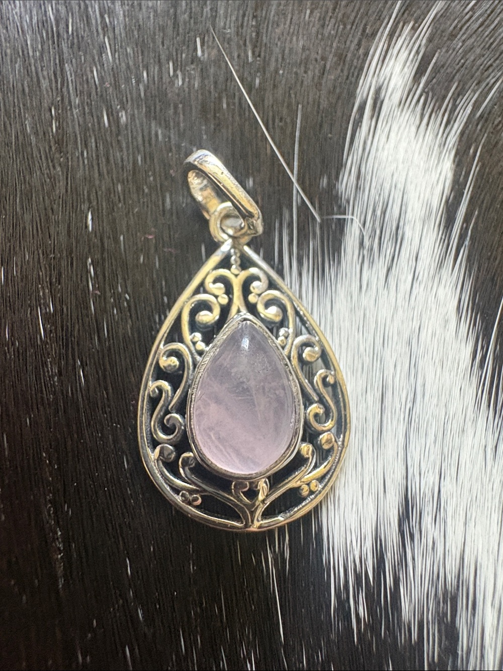 Sterling Silver Teardrop Rose Quartz Pendant - Pink Gemstone